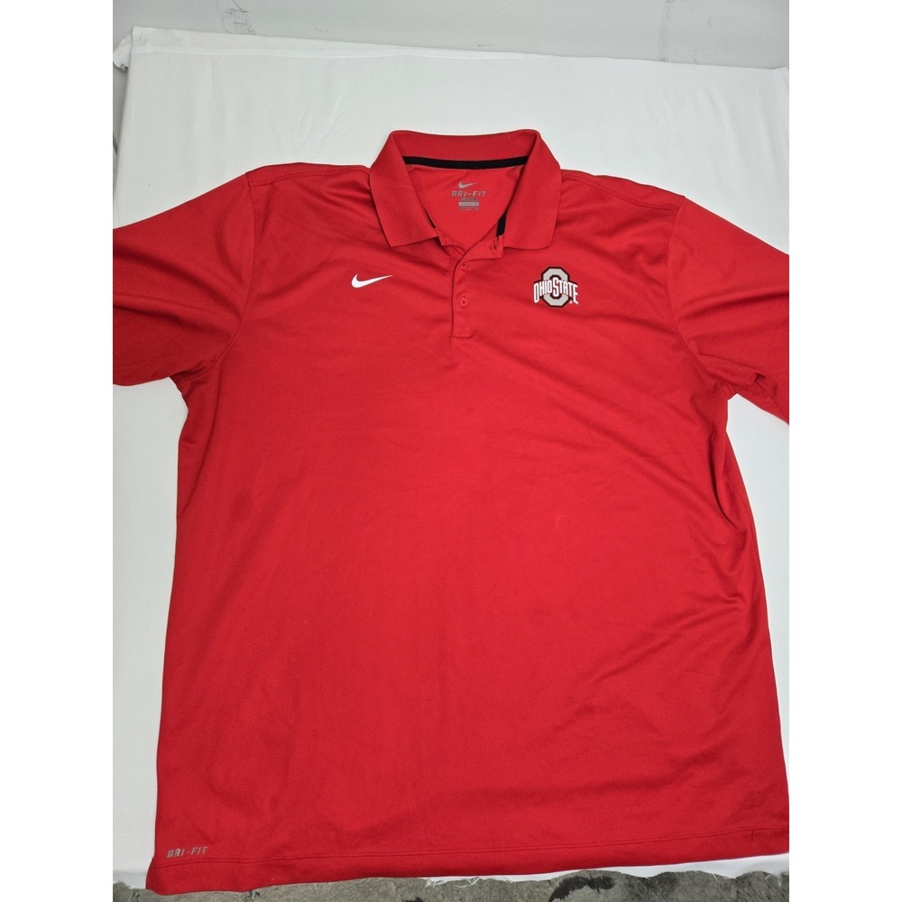 Nike Dri Fit Mens red Ohio State OSU polo sz 3XL tshirt
